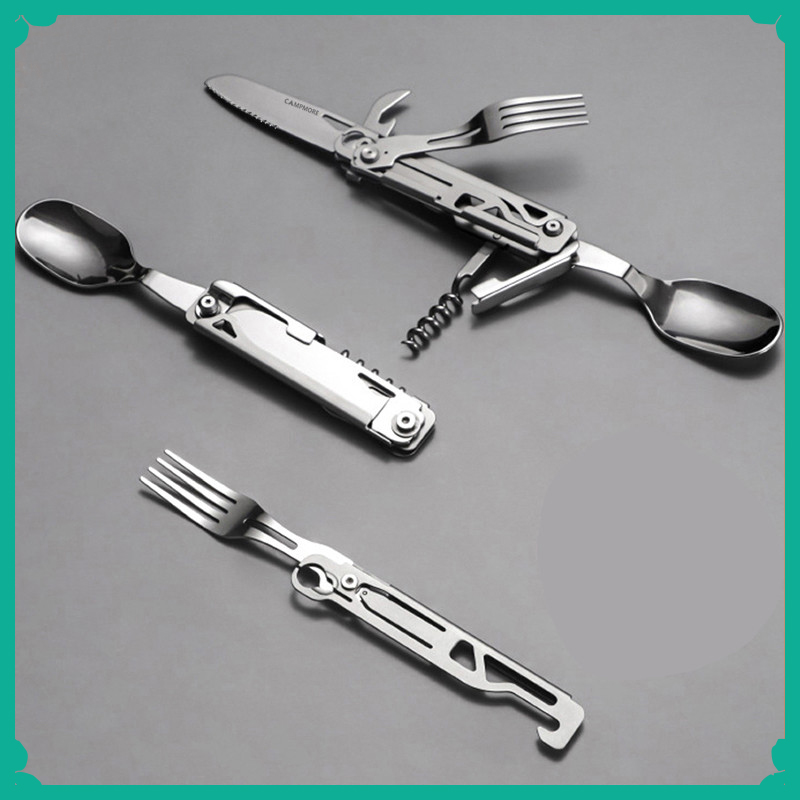 Camping Cooking Bundle - Multi-function Camping Fork Spoon Set Portable