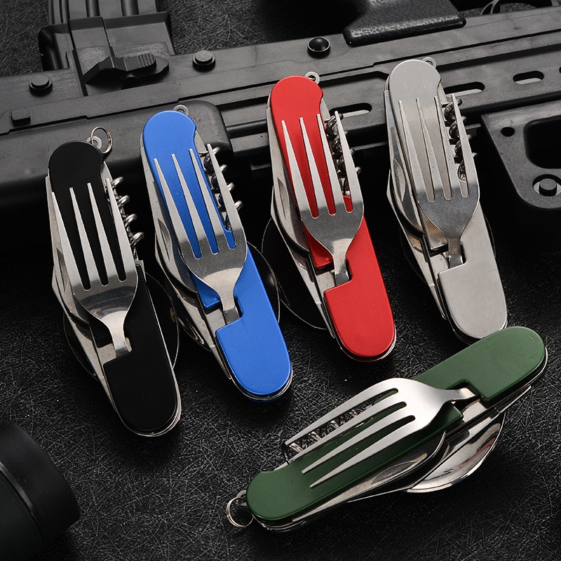 Camping Cooking Knives - 4 in 1 Folding Tableware Detachable