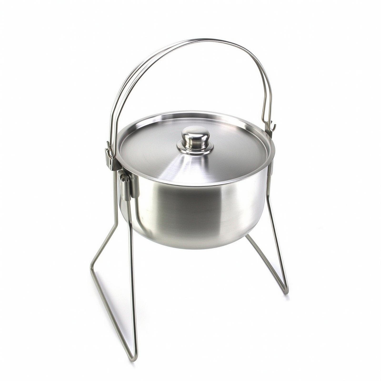 Camping Cooking Pot With Lid - Pot with Tripod Frame Stainless Steel