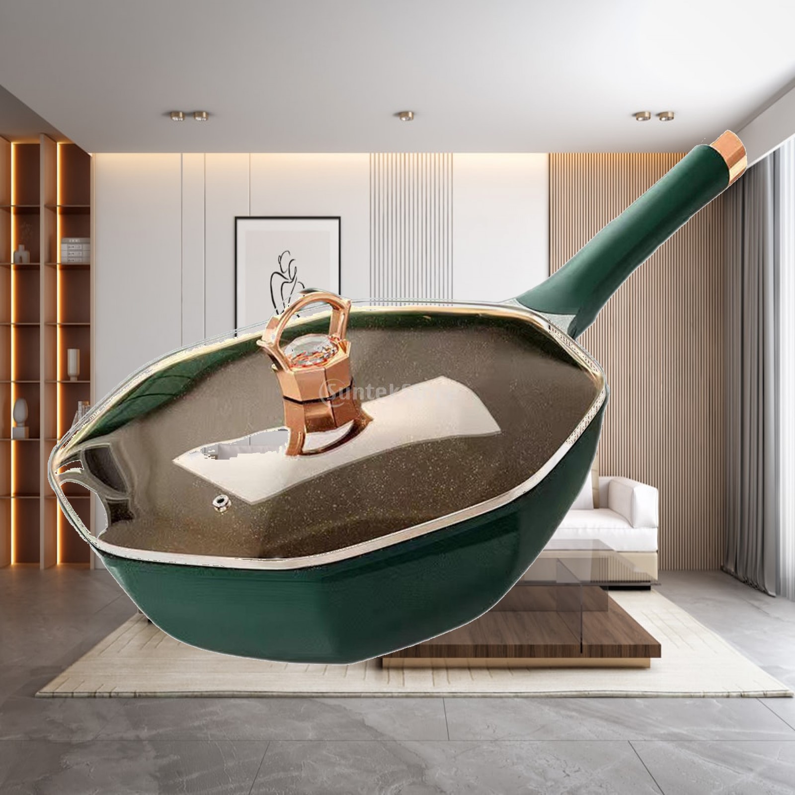 Camping Cooking Pot With Lid - Octagonal Frying Pan with Lid Easy