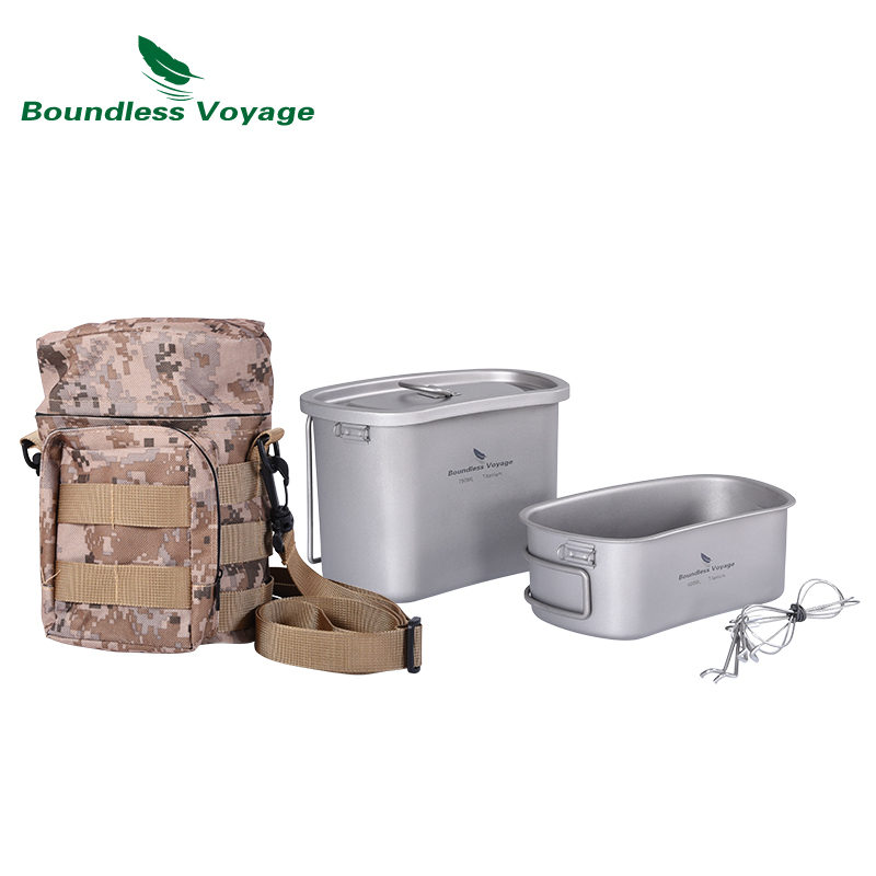 Camping Cooking Bundle - Boundless Voyage Titanium Pot with Camouflage