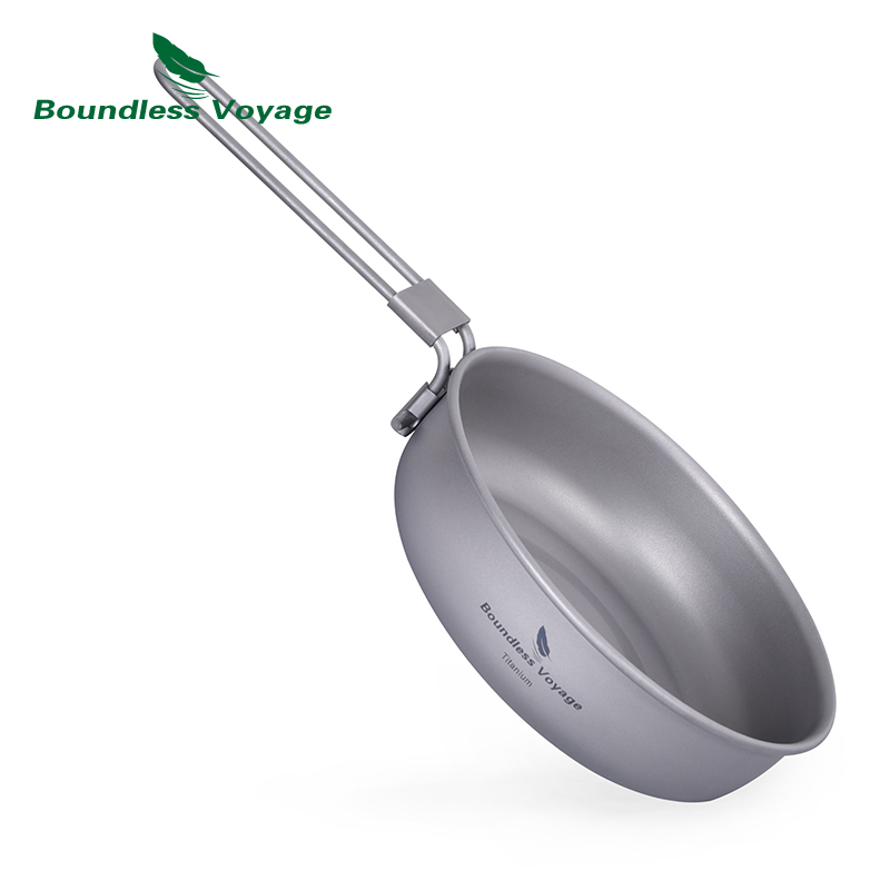 Camping Cooking Set - Boundless Voyage Ultra-light Titanium Frying Pan