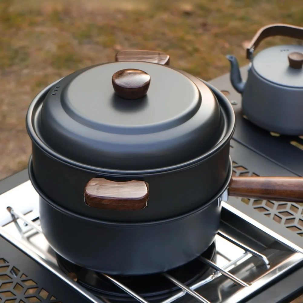 Camping Cooking Pot With Lid - 3L Camping Cooking Pot Set Aluminum