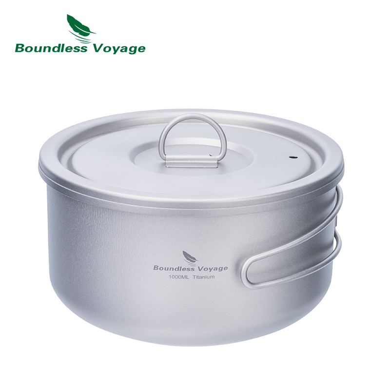 Camping Cooking Pot With Lid - Boundless Voyage Titanium Camping Pot with