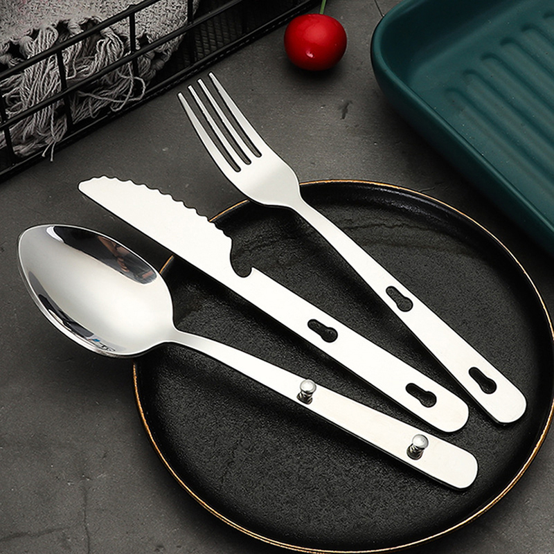 Camping Cooking Bundle - 3pcs/set Portable Camping Cooking flatware Stainless