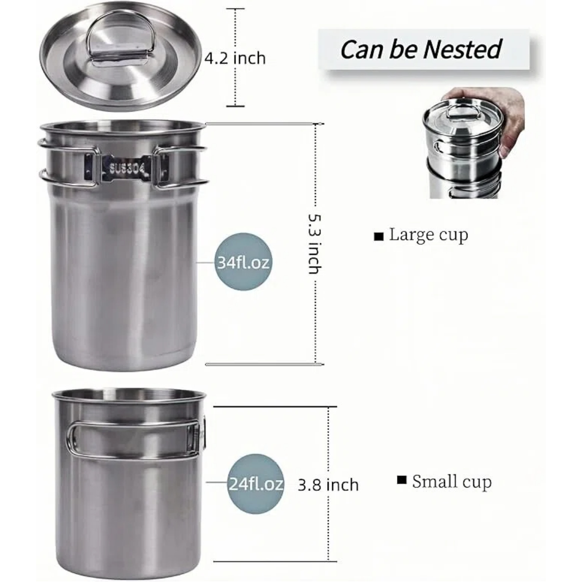 Foldable Camping Cups Mugs Cam - Camping Cooking Set Stainless Steel review and price
