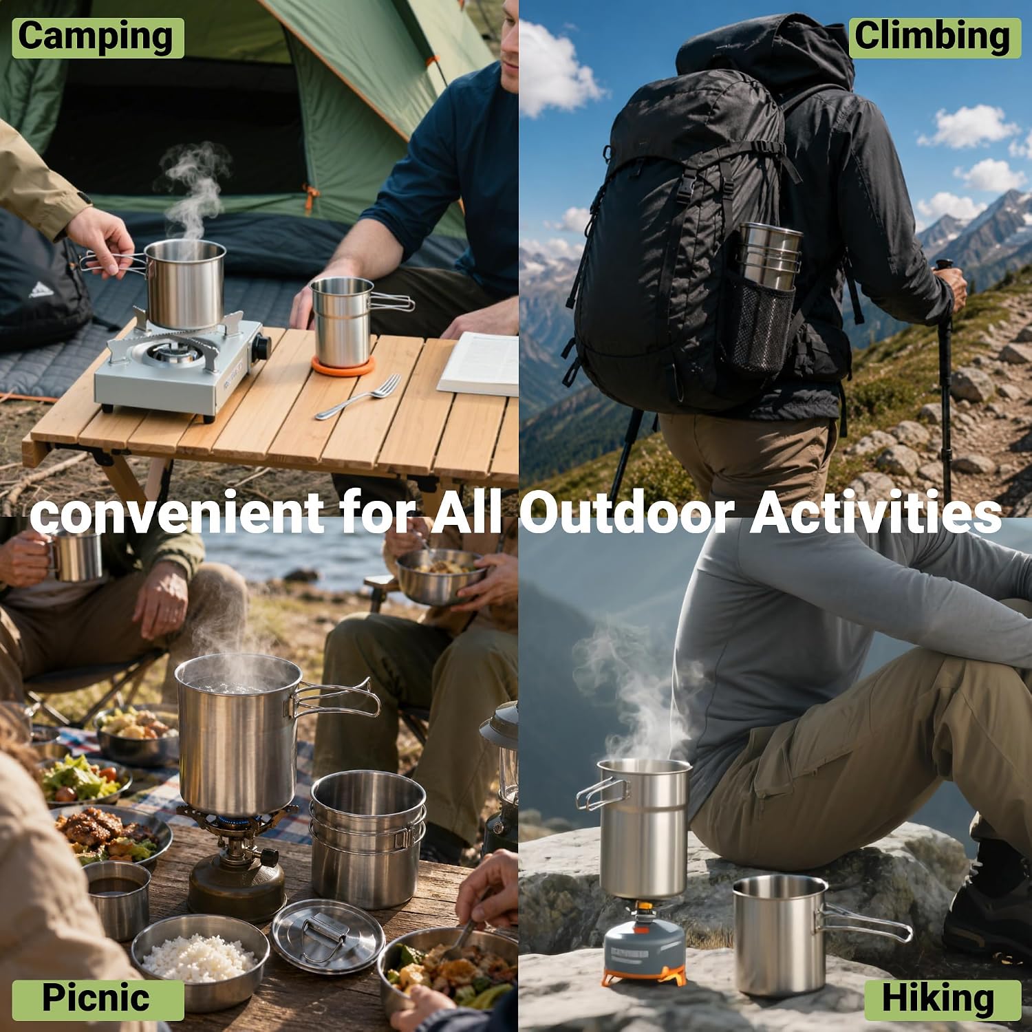 Foldable Camping Cups Mugs Cam - Camping Cooking Set Stainless Steel review and price