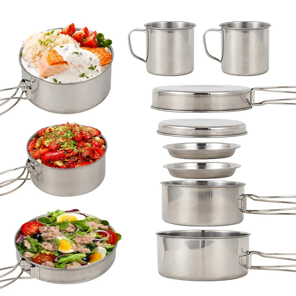 8pcs/Set Camping Cookware Mess - Camping Cooking Essentials review and price