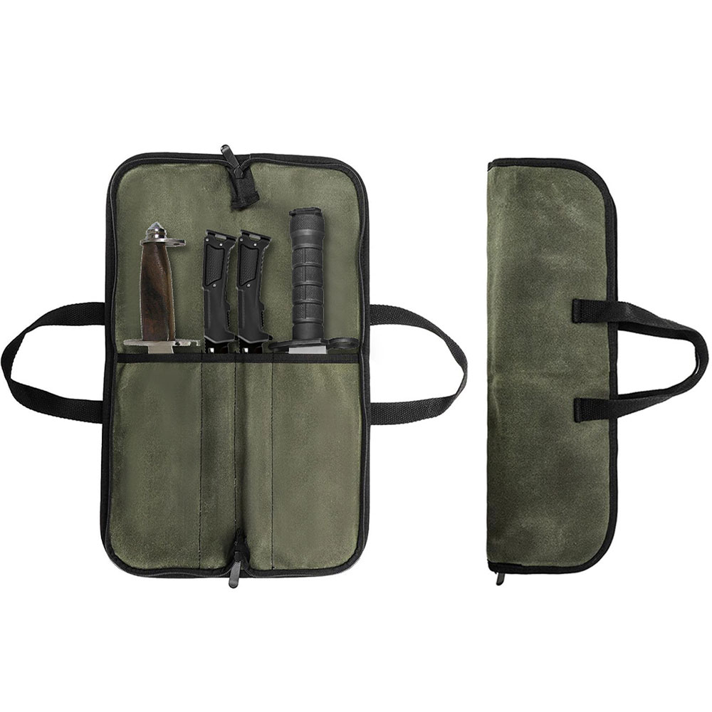 Waxed Canvas Knife Roll Bag Mu - Camping Cooking Knives review and price