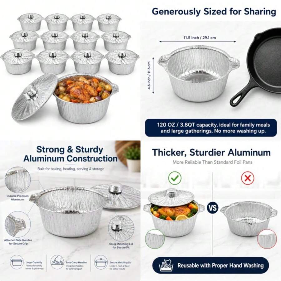 12 Pack Disposable Pot With Li - Camping Cooking Pot With Lid review and price
