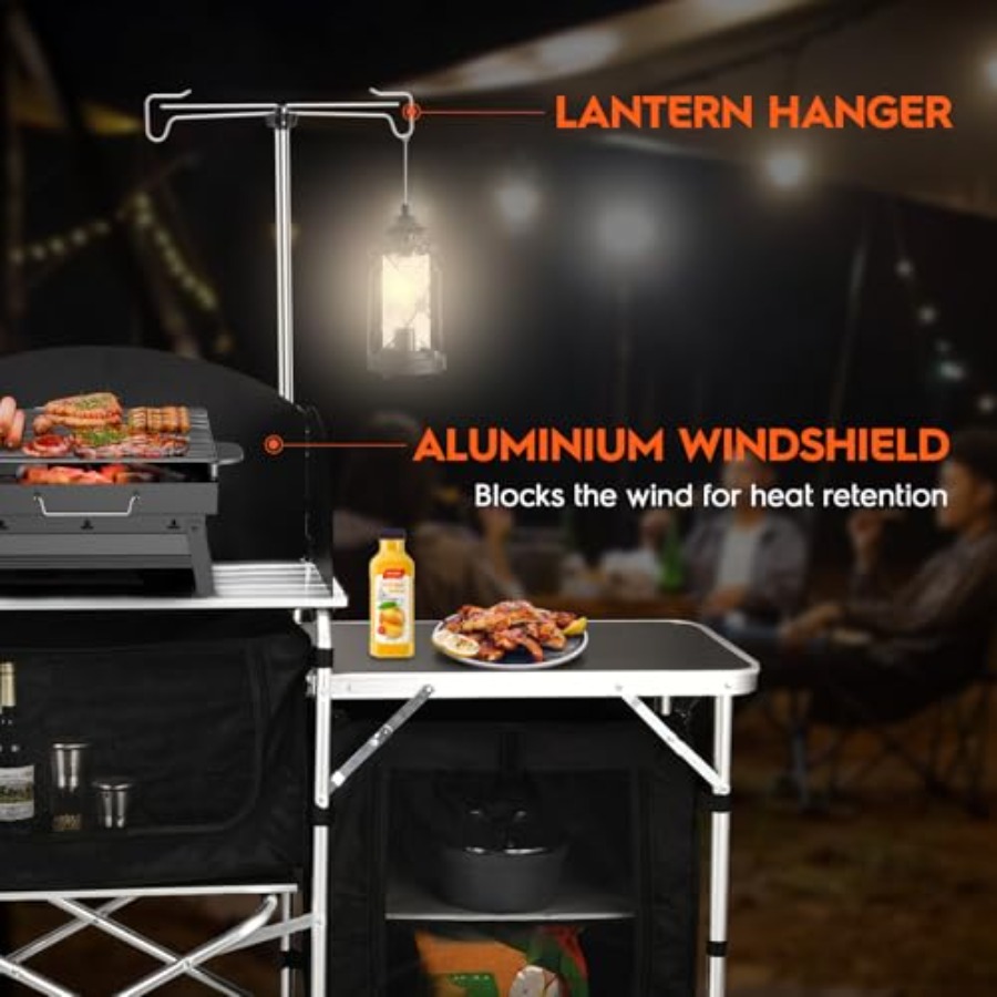 Cmaping Kitchen Table, Aluminu - Camping Cooking Table With Windshield review and price