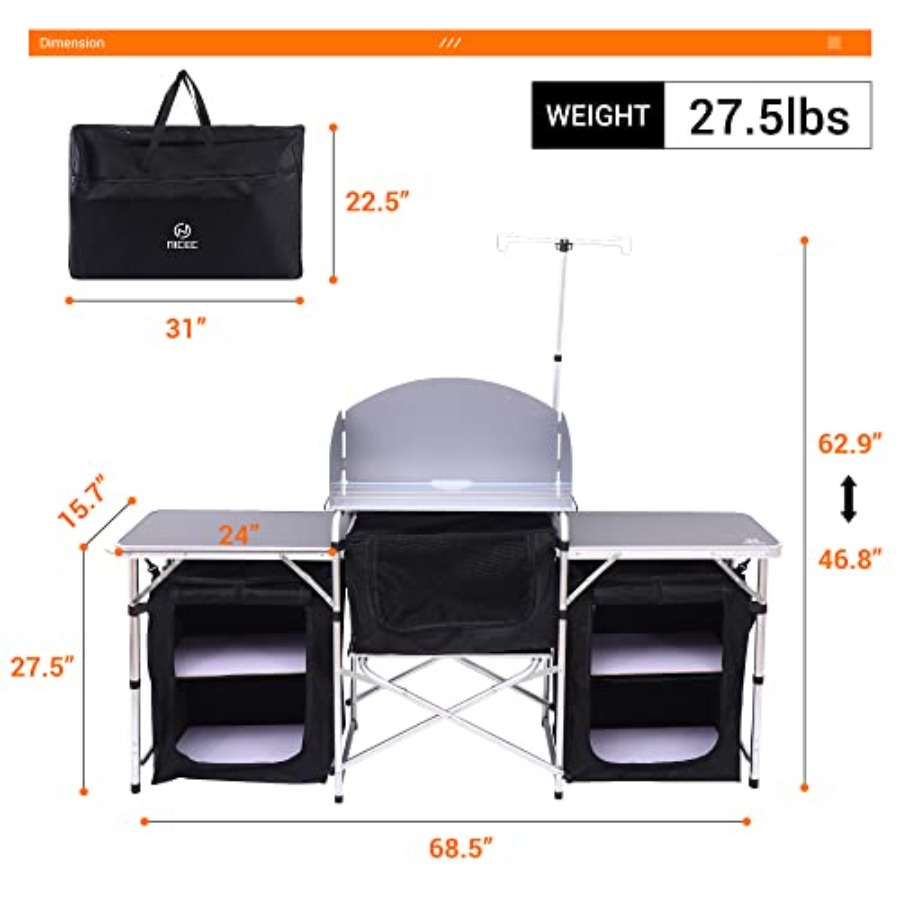 Camping Kitchen Table, Folding - Camping Cooking Table With Windshield review and price