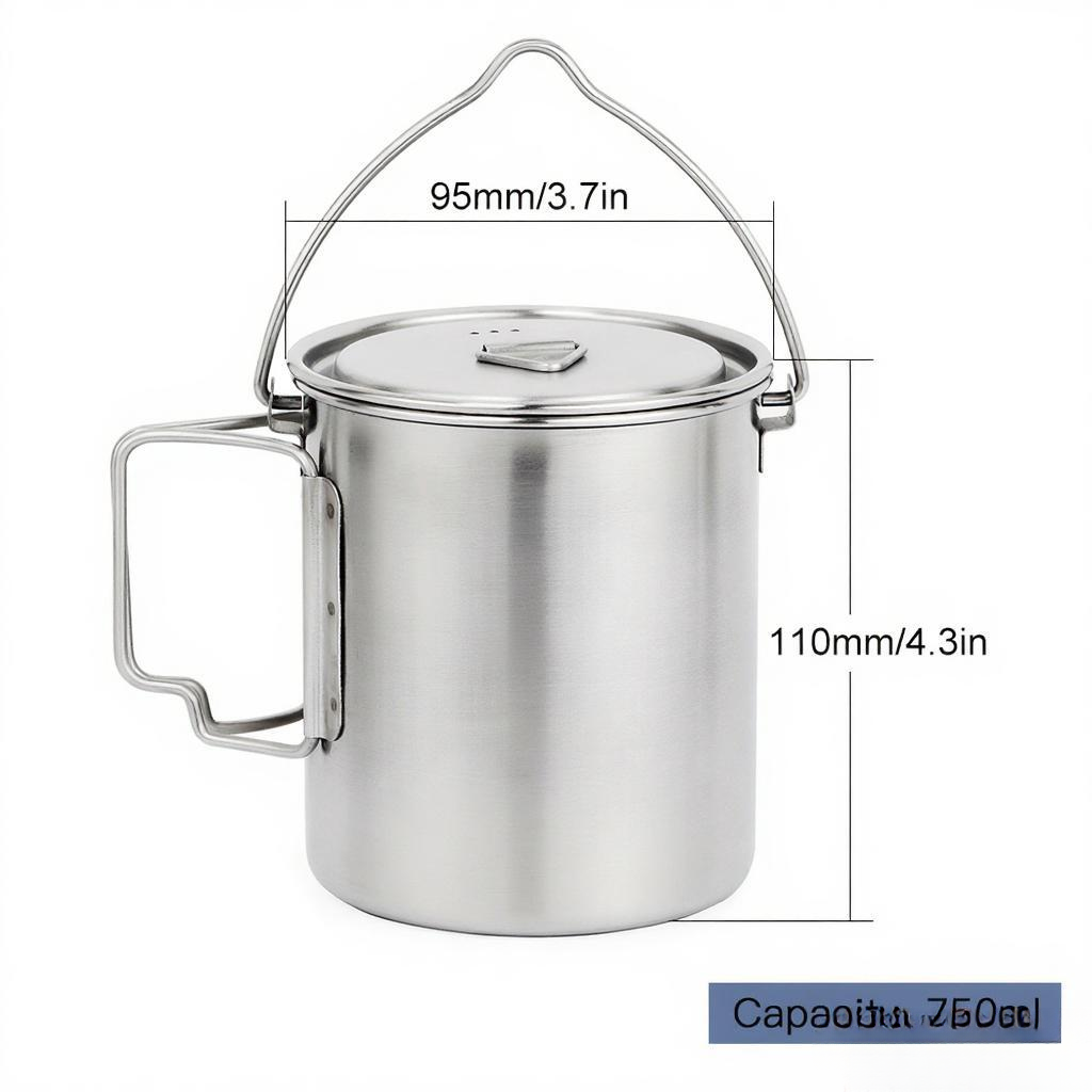 750ml Stainless Steel Pot Port - Camping Cooking Pot With Lid review and price
