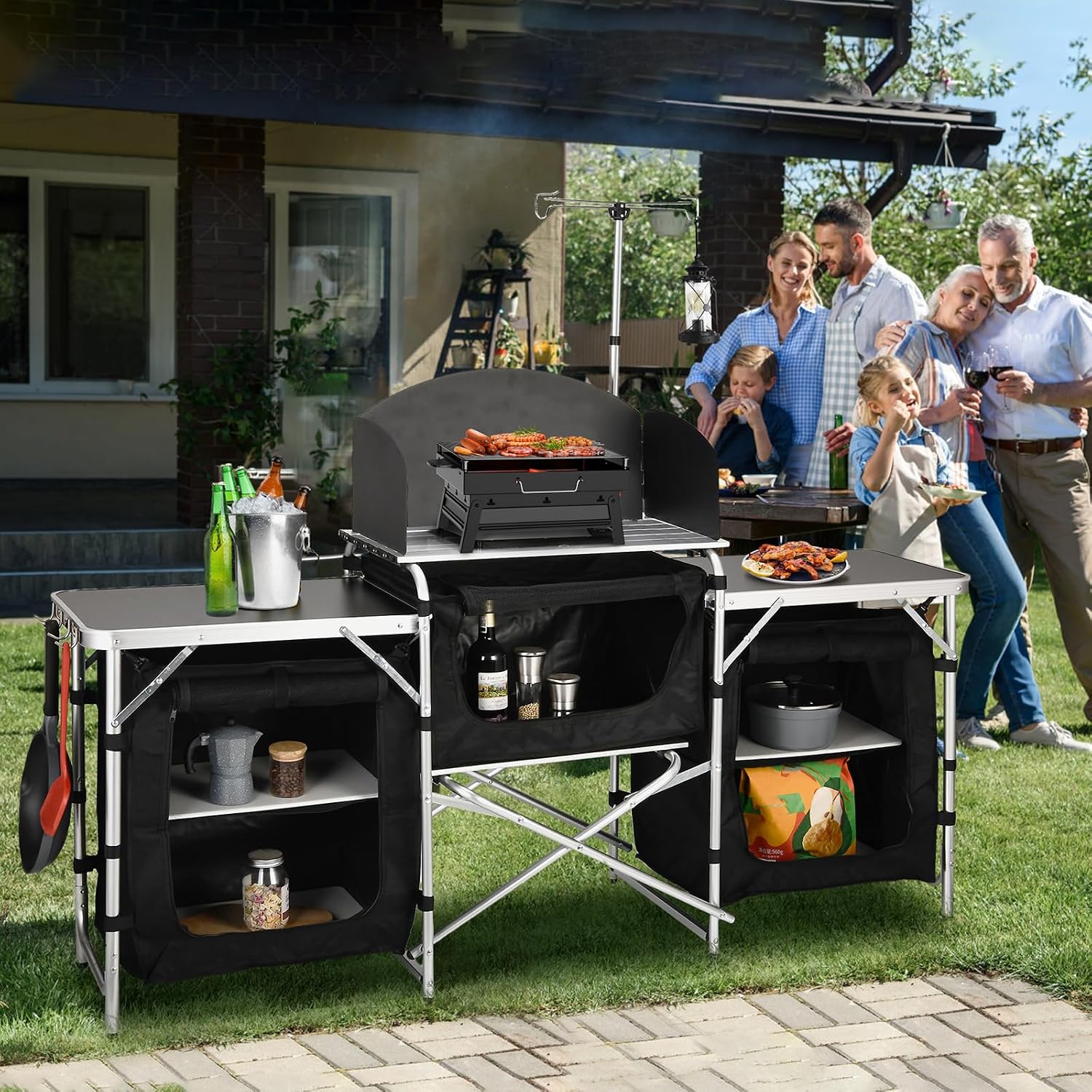 Folding Camping Kitchen Table  - Camping Cooking Table With Windshield review and price