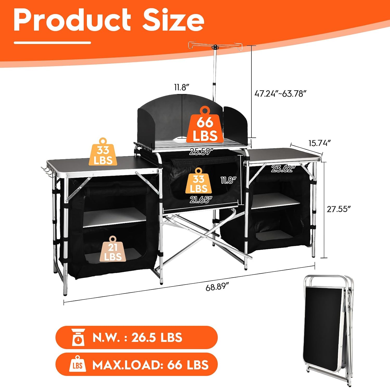 Folding Camping Kitchen Table  - Camping Cooking Table With Windshield review and price