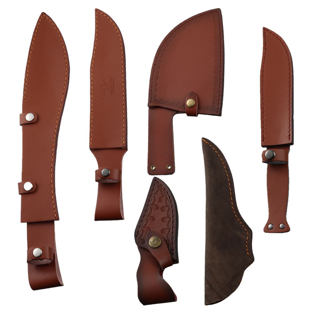 Brown Leather Sheath Holder Po - Camping Cooking Knives review and price
