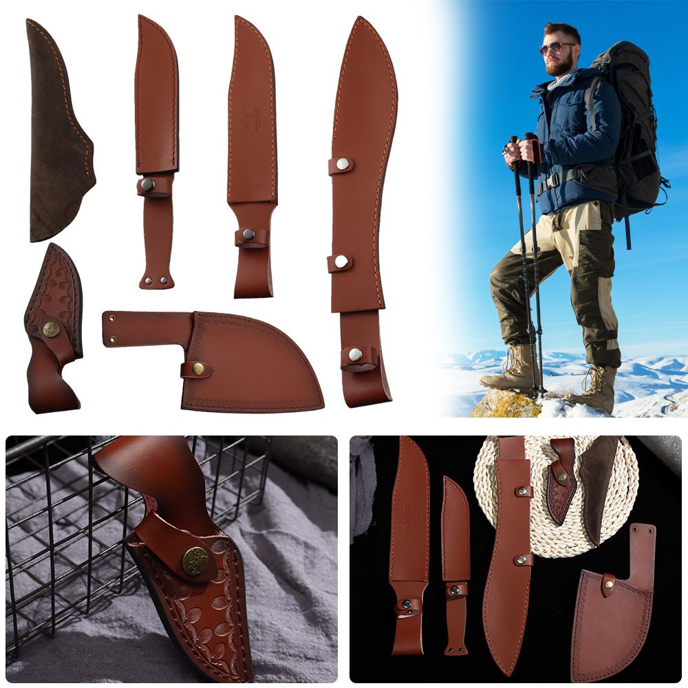 Brown Leather Sheath Holder Po - Camping Cooking Knives review and price