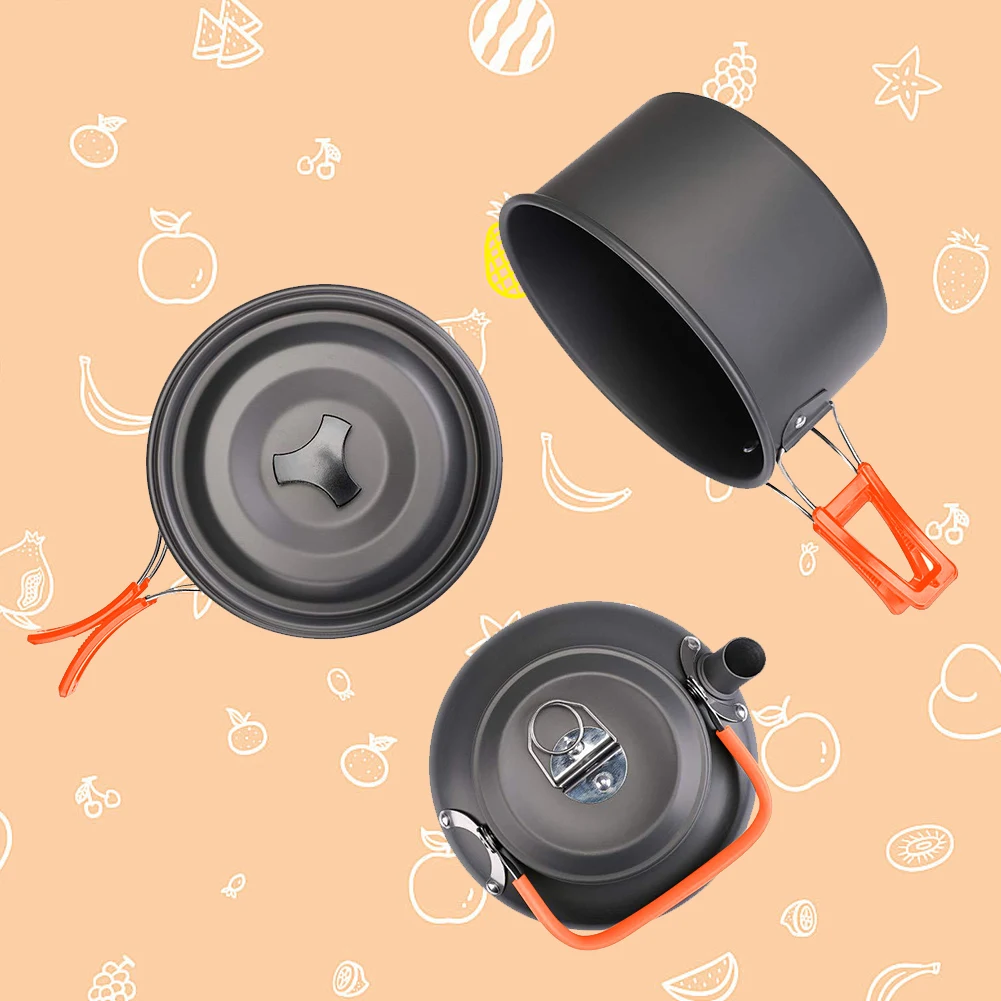Camping Cookware Kit Kettle Po - Camping Cooking Set Stainless Steel review and price