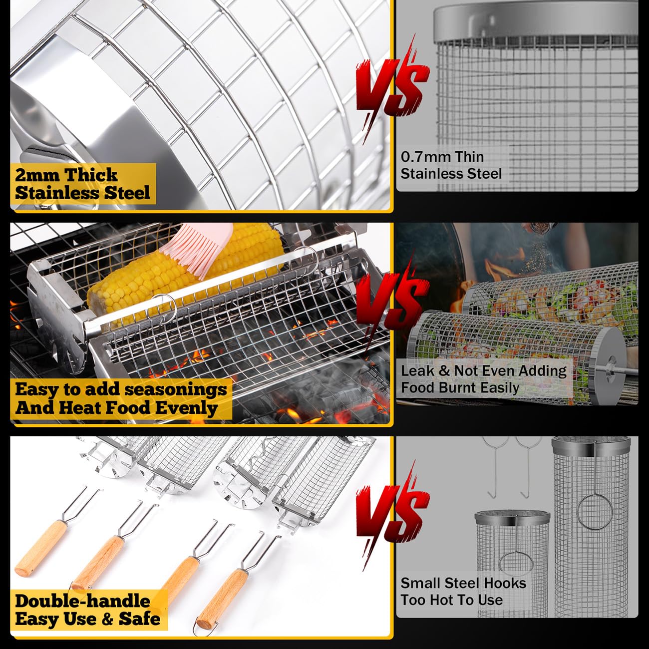 BUYYES Rolling Grill Basket BB - Camping Cooking Mesh review and price