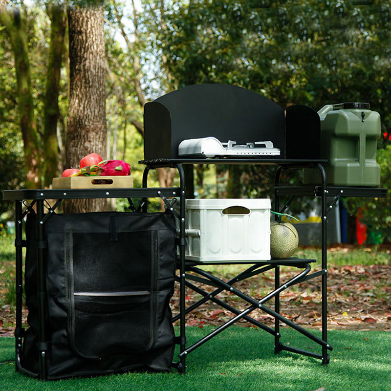 Factory Wholesale Portable Out - Camping Cooking Table With Windshield review and price
